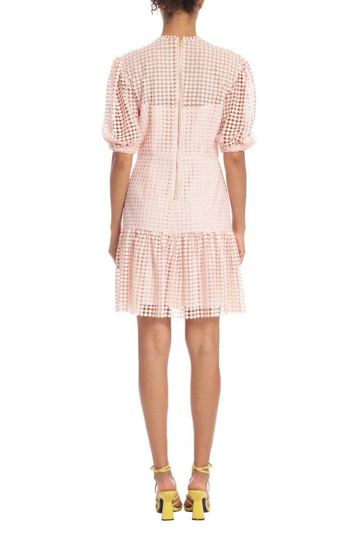 Cocktail Dresses Short Lace Puff Sleeve Cocktail Dress Blush