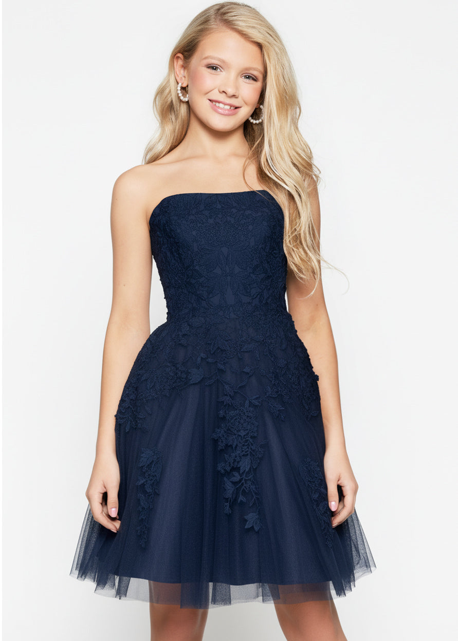 Strapless Short Tulle Flower Girl Ball Gown Jovani K1830