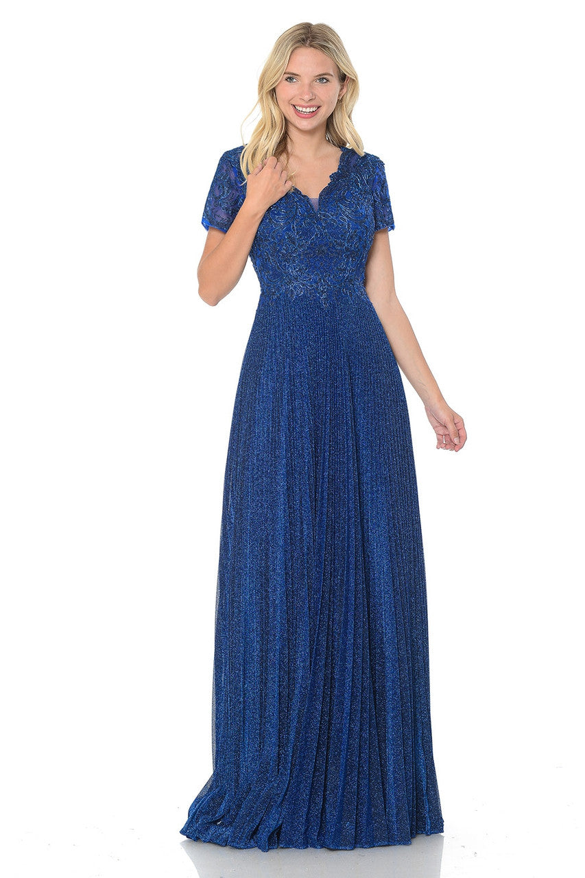 Mother of the Bride Dresses Long Formal Pleated Mother of the Bride Dress Lenovia 8139 Royal Blue