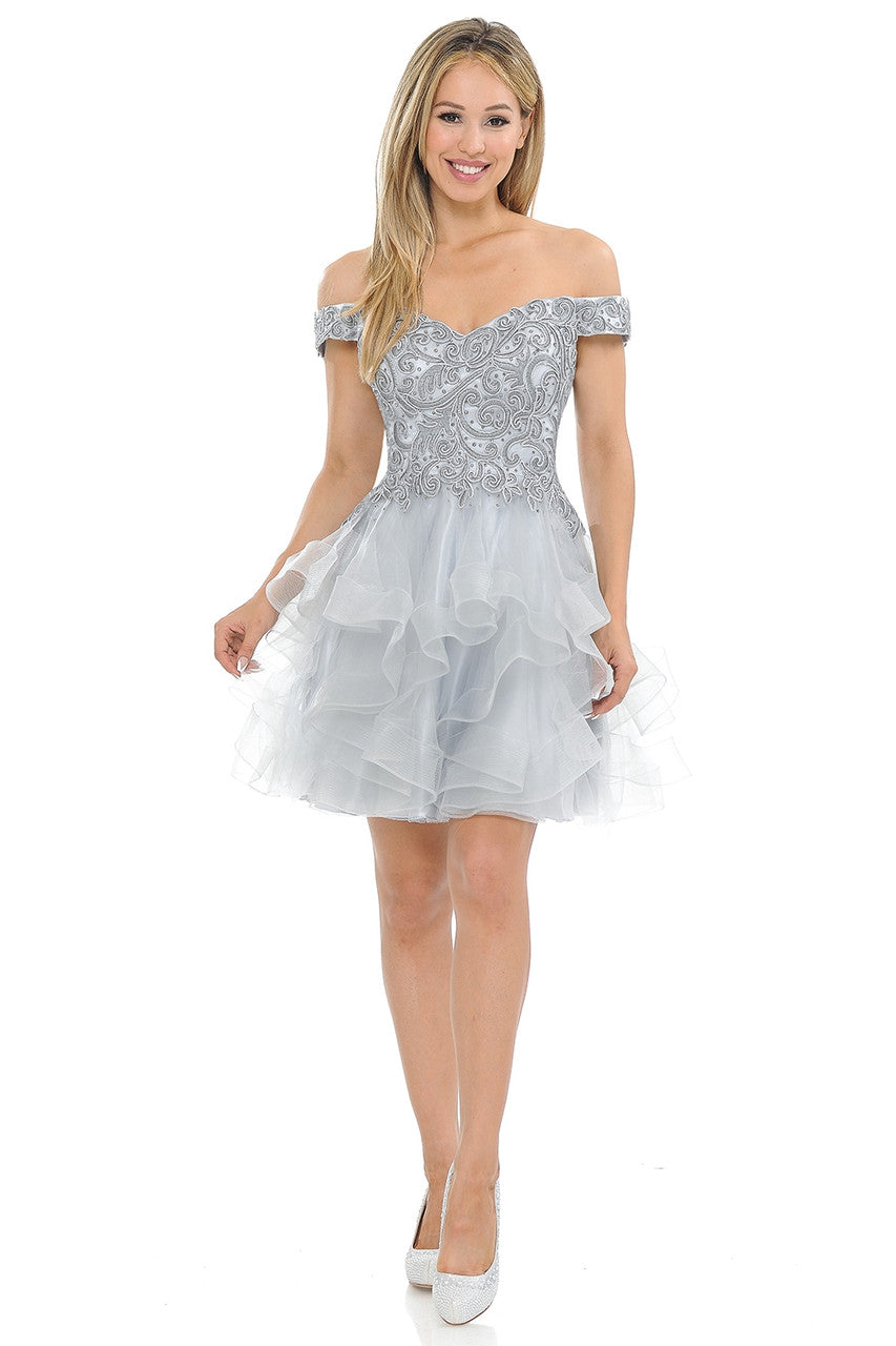 Cocktail Dresses Mini Homecoming Short Beaded Cocktail Dress Lenovia 8130 Silver