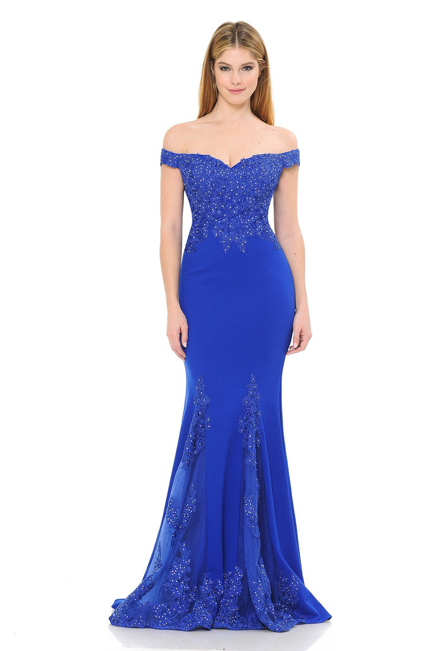 Prom Dresses Long Formal Beaded Prom Dress Lenovia 8137 Royal Blue