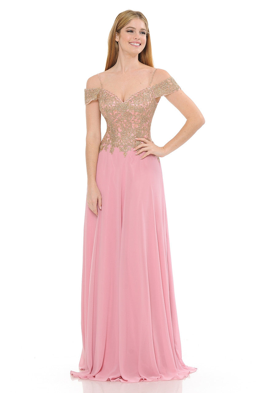 Prom Dresses Formal Metallic Long Prom Dress Lenovia 8132 Mauve