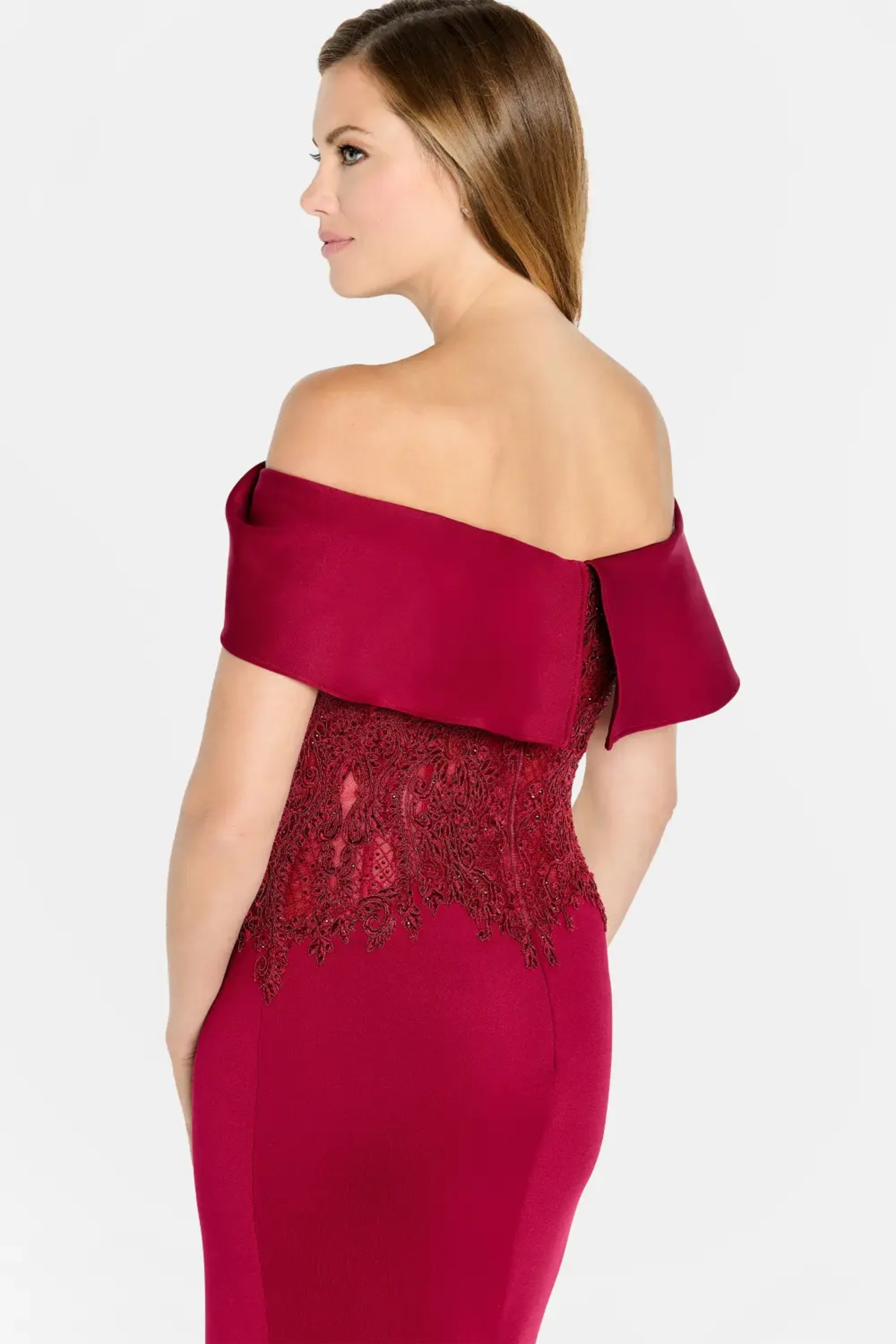 FormalDresses Long Beaded Lace Formal Mermaid Evening Dress Wine