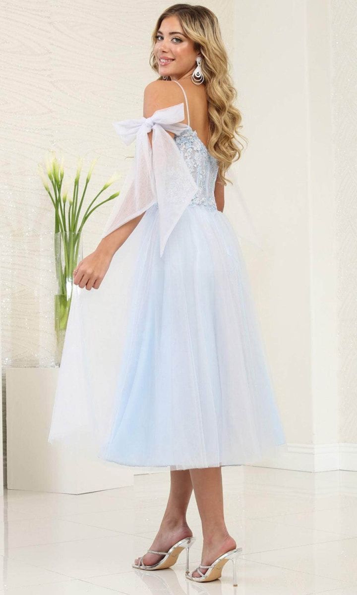 Off-the-Shoulder Tea-Length Tulle Prom A-Line May Queen 2089