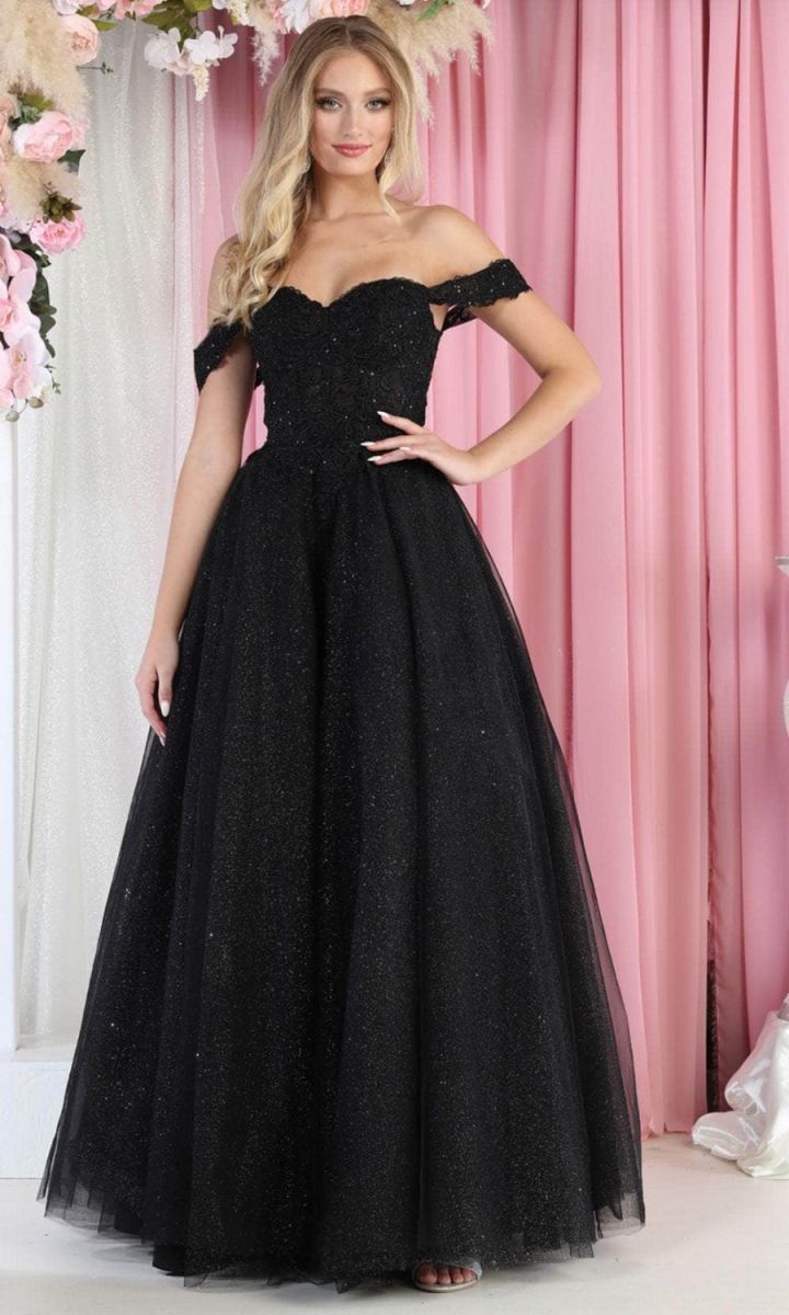 Off-the-Shoulder Floor-Length Tulle Prom Ball Gown May Queen LK194