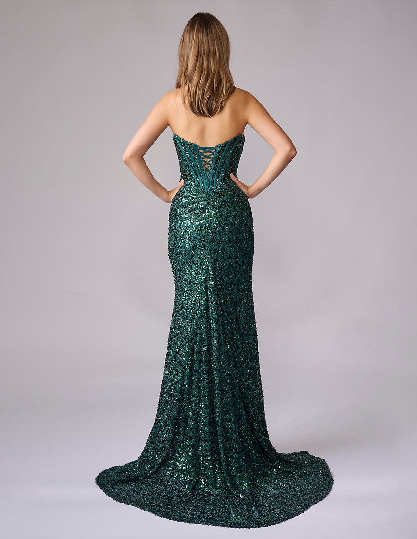 Prom Dresses Long Sequin Corset Formal Prom Dress Nina Canacci 7658 Emerald
