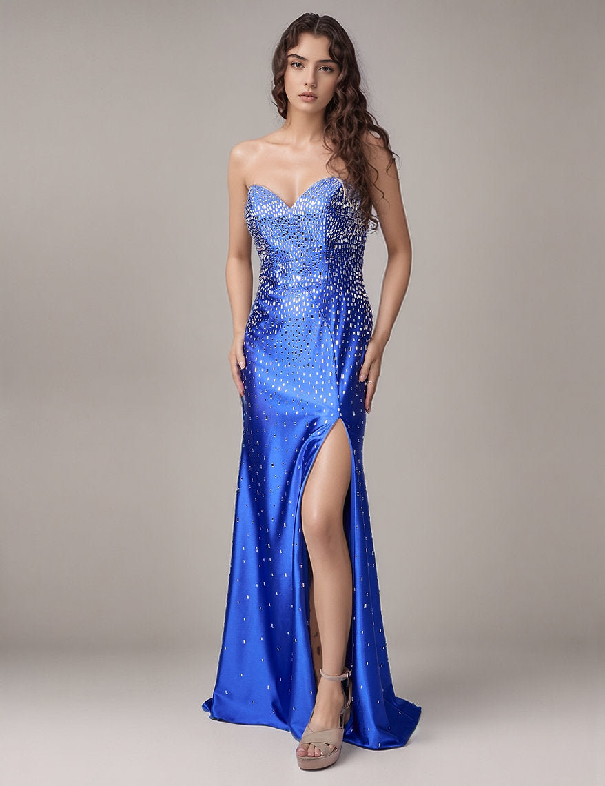 Prom Dresses Beaded Slit Long Formal Prom Dress Nina Canacci 1619 Royal