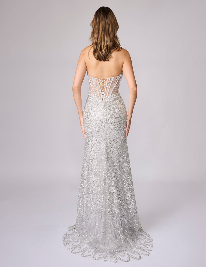 Prom Dresses Long Formal Corset Fitted Prom Dress Nina Canacci 4458 Silver