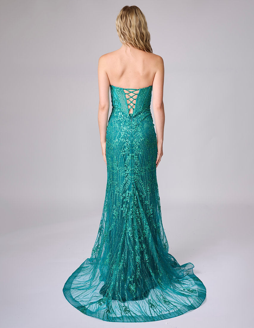 Prom Dresses Long Beaded Formal Prom Fitted Dress Nina Canacci 7661 Green