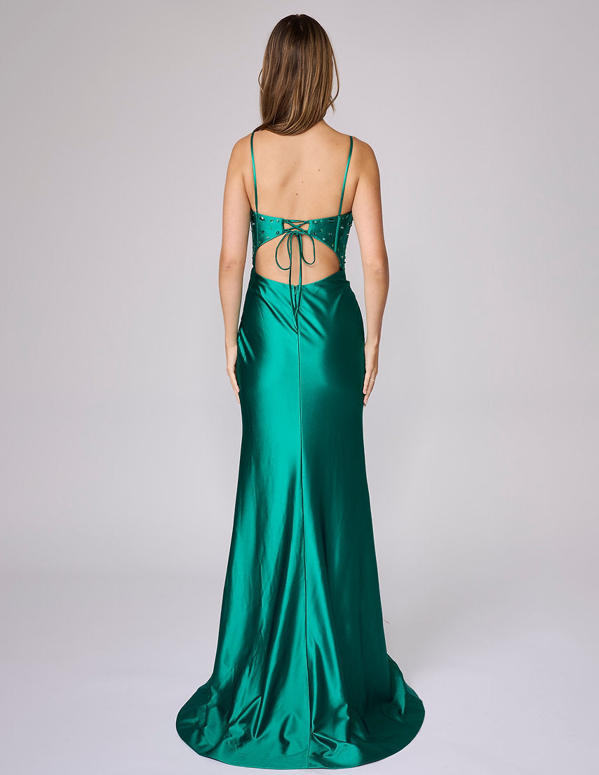 Prom Dresses Long Beaded Corset Evening Formal Prom Dress Nina Canacci 6711 Emerald
