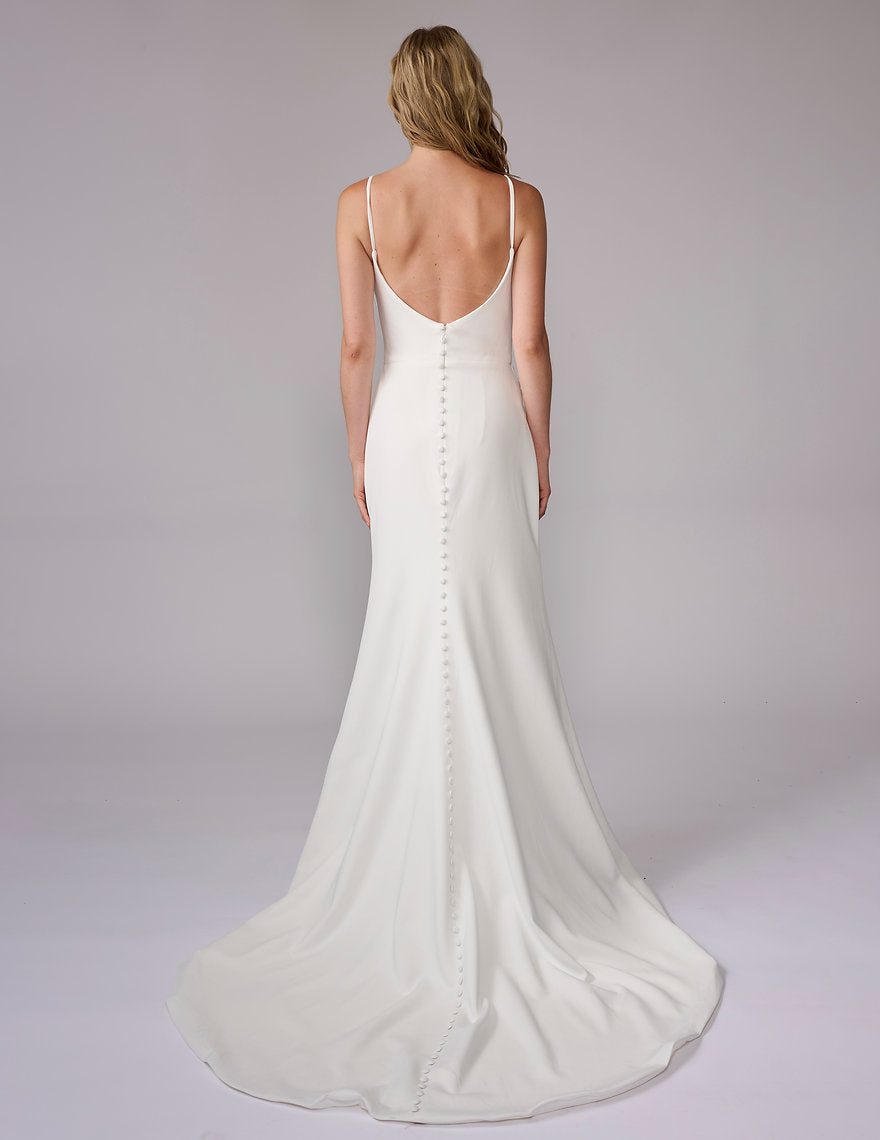 Wedding Dresses Long Pleated Bridal Wedding Dress Nina Canacci 2460 Ivory