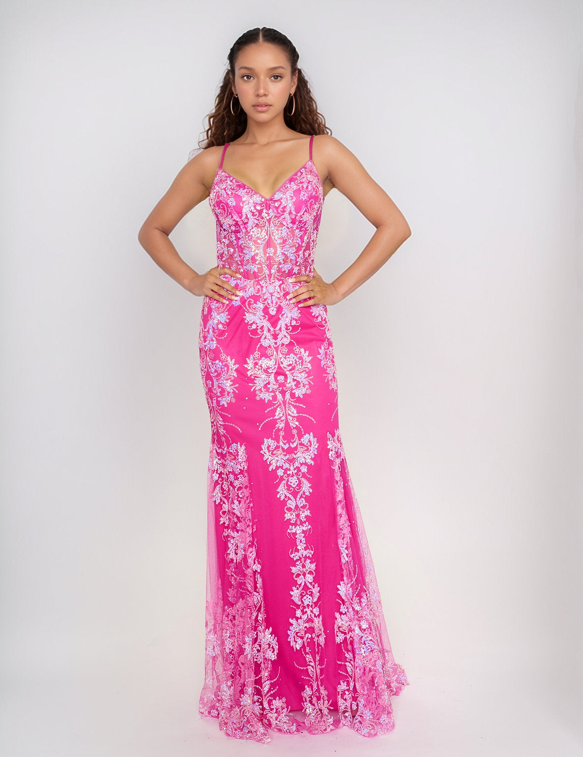 Prom Dresses Fitted Long Prom Formal Dress Pink