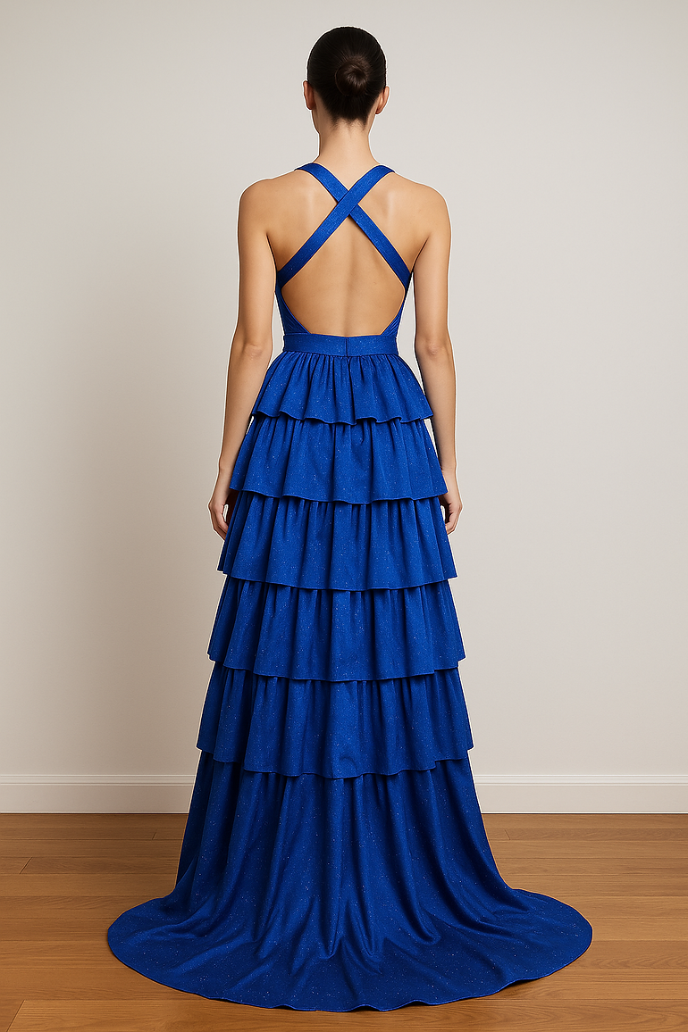 Prom Dresses Long Formal Slit Prom Dress - Ruffle - Nina Canacci 9200 Royal-Satin-9200-Ruffle