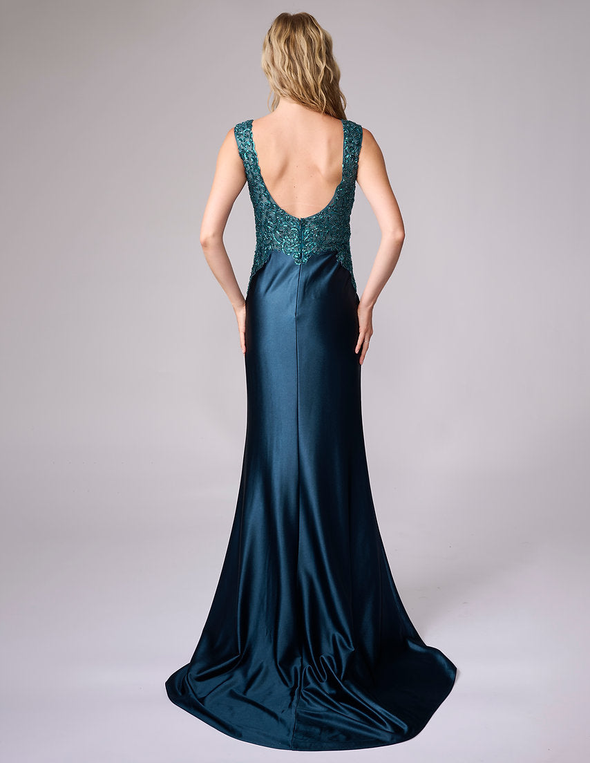 Prom Dresses Long Lace Beaded Formal Prom Dress Nina Canacci 5411 Dark Teal