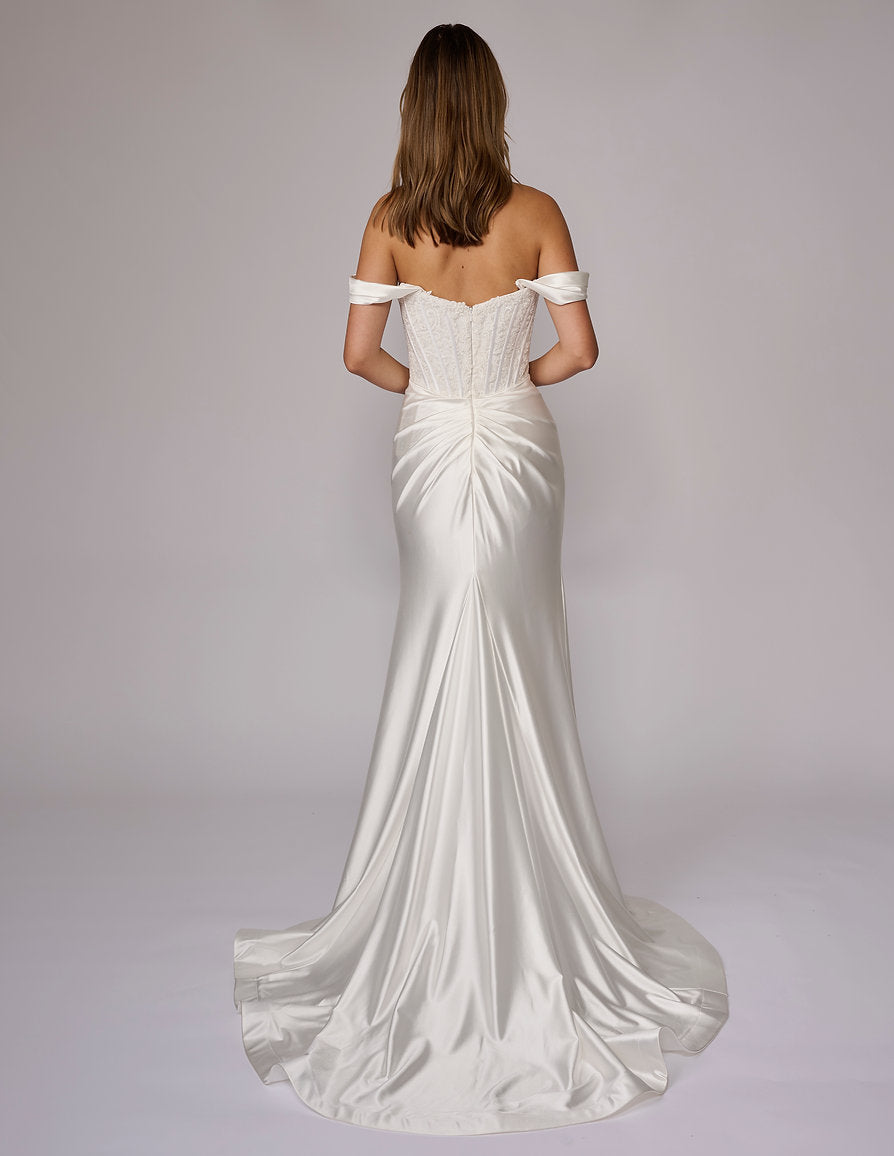 Wedding Dresses Long A Line Bridal Wedding Dress - Lace - Nina Canacci 9202 Ivory-Satin-9202-Lace