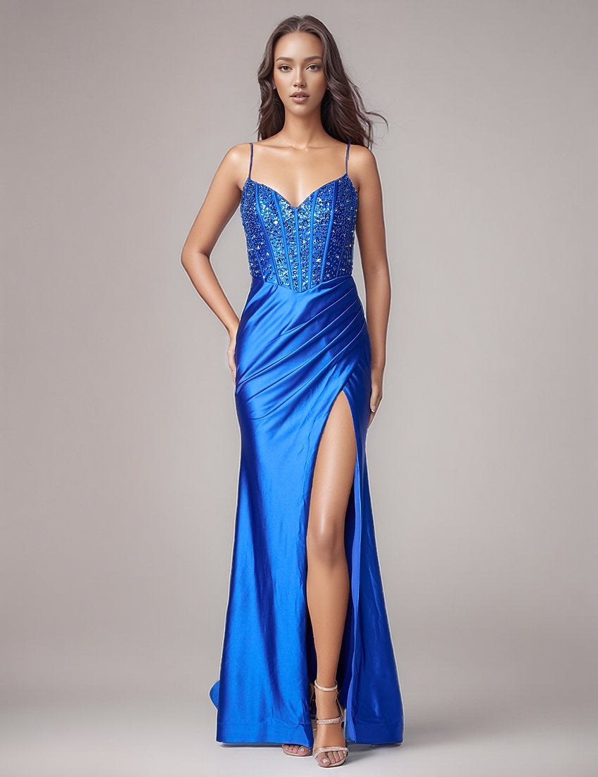 Prom Dresses Long Beaded Corset Evening Formal Prom Dress Nina Canacci 6711 Royal