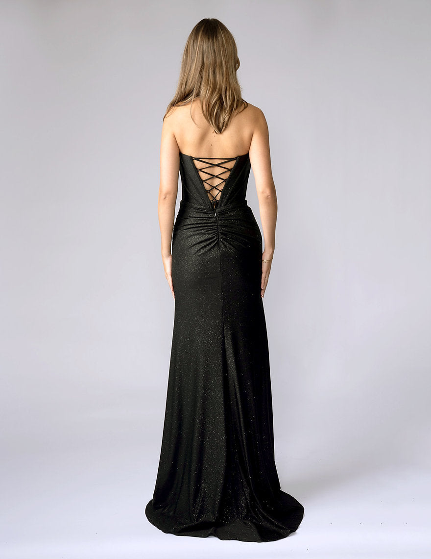 Prom Dresses Slit Long Corset Formal Prom Dress Nina Canacci 1608 Black