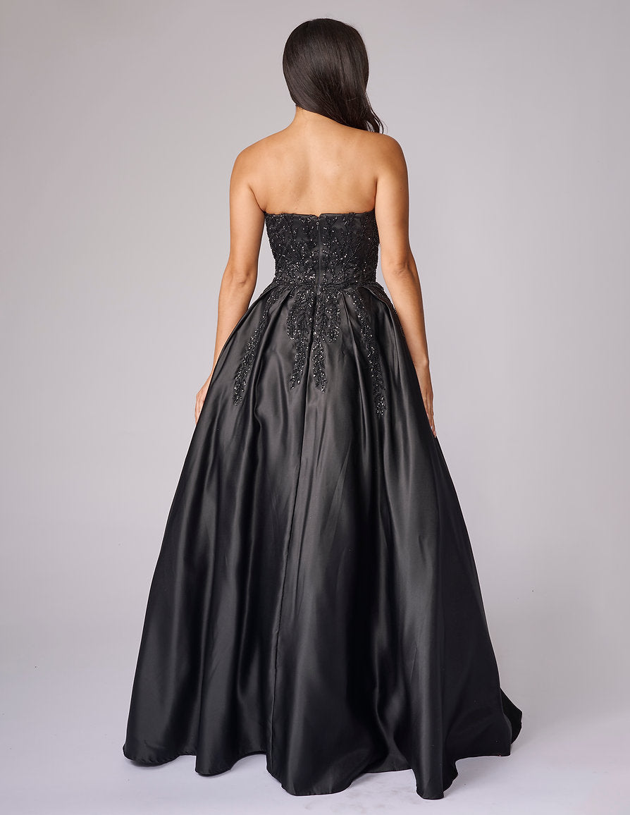 Prom Dresses Long Formal Corset Ball Gown Prom Dress - Beaded - Nina Canacci 8309 Black-Satin-8309-Sequin