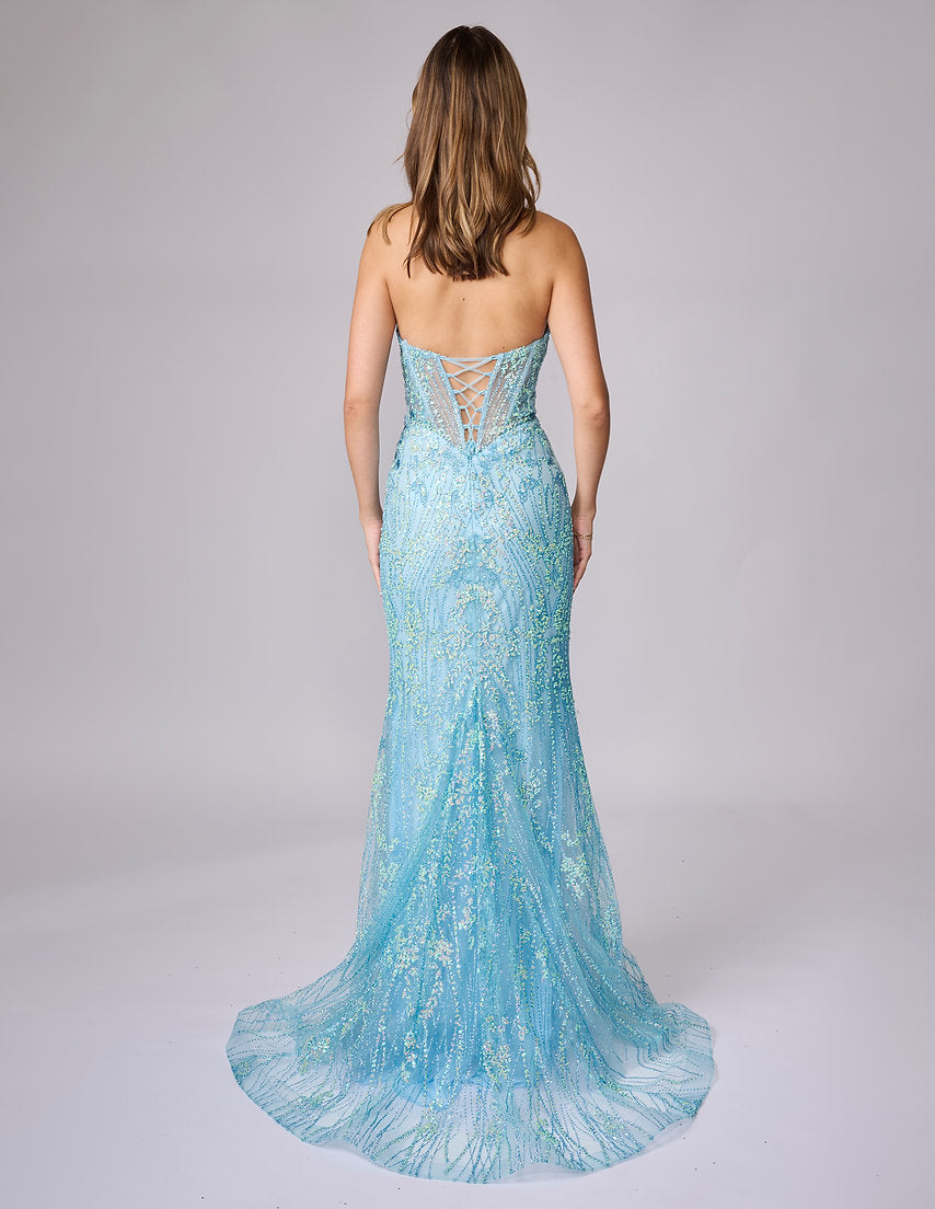 Prom Dresses Long Beaded Formal Prom Fitted Dress Nina Canacci 7661 Baby Blue