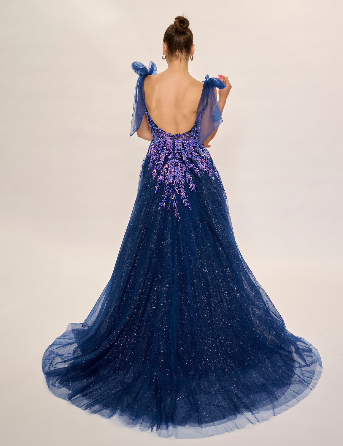 Prom Dresses Slit Long Formal Evening Prom Dress Navy
