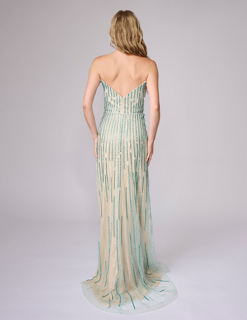 Prom Dresses Long Formal Evening Sequin Prom Dress Nina Canacci 6723 Nude/Teal