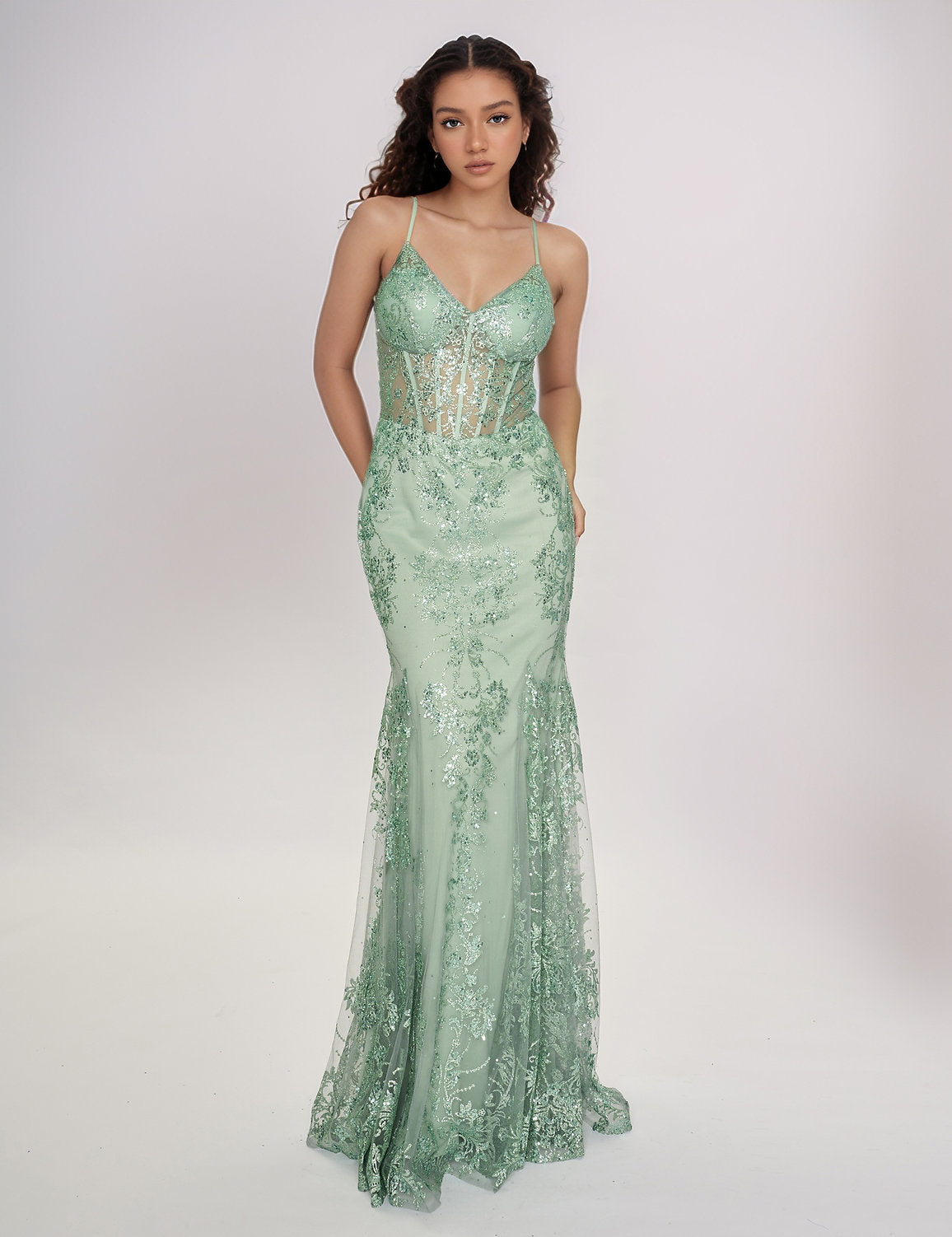 Prom Dresses Fitted Long Prom Formal Dress Sage
