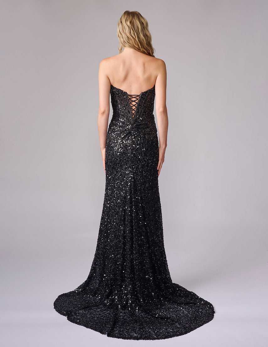 Prom Dresses Long Sequin Corset Formal Prom Dress Nina Canacci 7658 Black