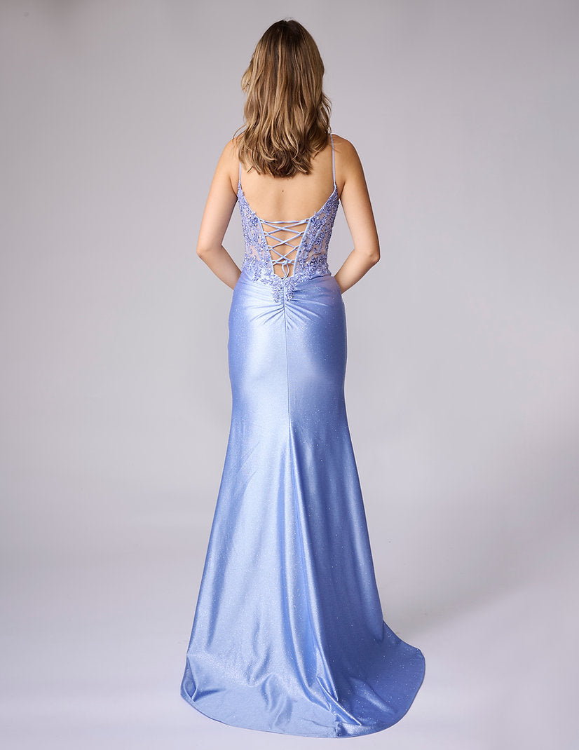 Prom Dresses Lace Applique Long Formal Mermaid Prom Dress Nina Canacci 4459 Light Blue/Lilac