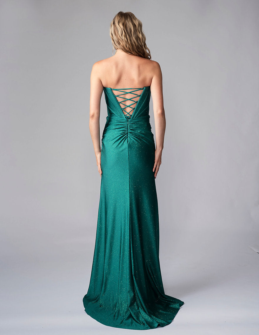 Prom Dresses Slit Long Corset Formal Prom Dress Nina Canacci 1608 Emerald