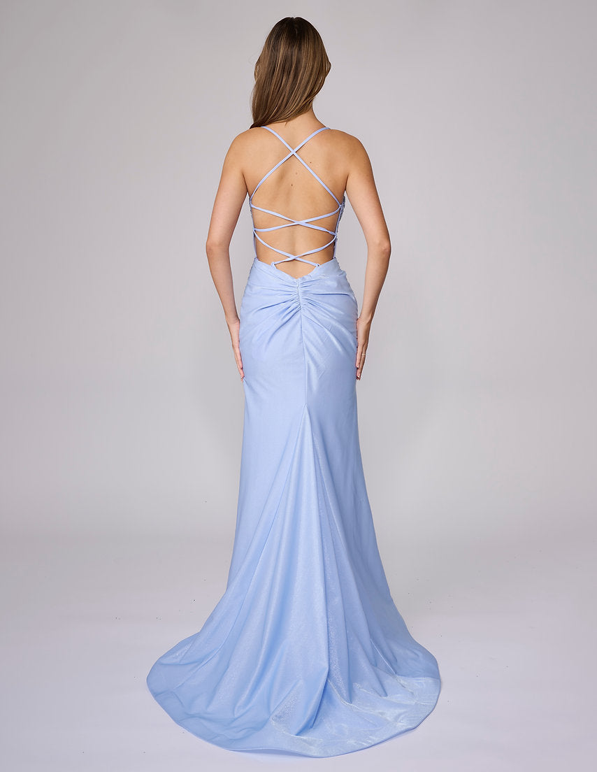 Prom Dresses Long Formal Lace Applique Corset Fitted Prom Dress Nina Canacci 6724 Periwinkle