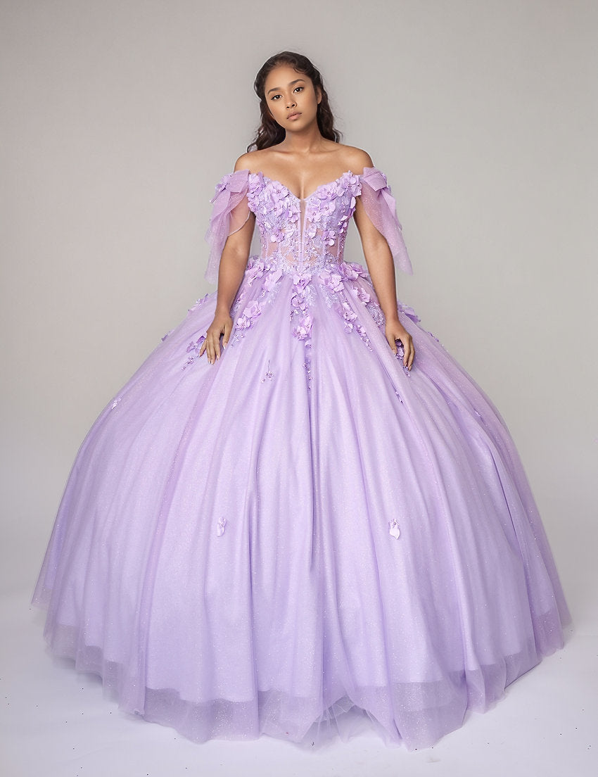Quinceniera Dresses Long Floral Ball Gown Quinceniera Dress Nina Canacci Q2029 Lilac