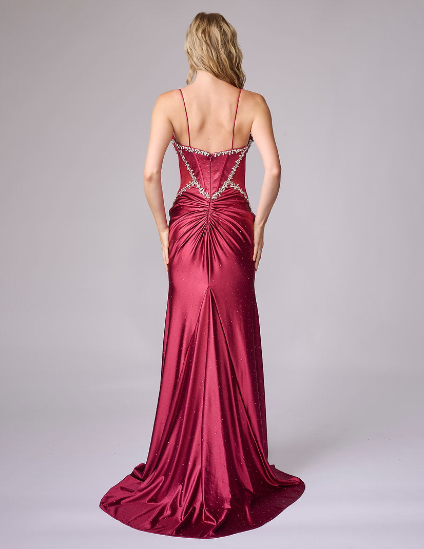 Prom Dresses Beaded Long Formal Mermaid Prom Dress Nina Canacci 4452 Burgundy