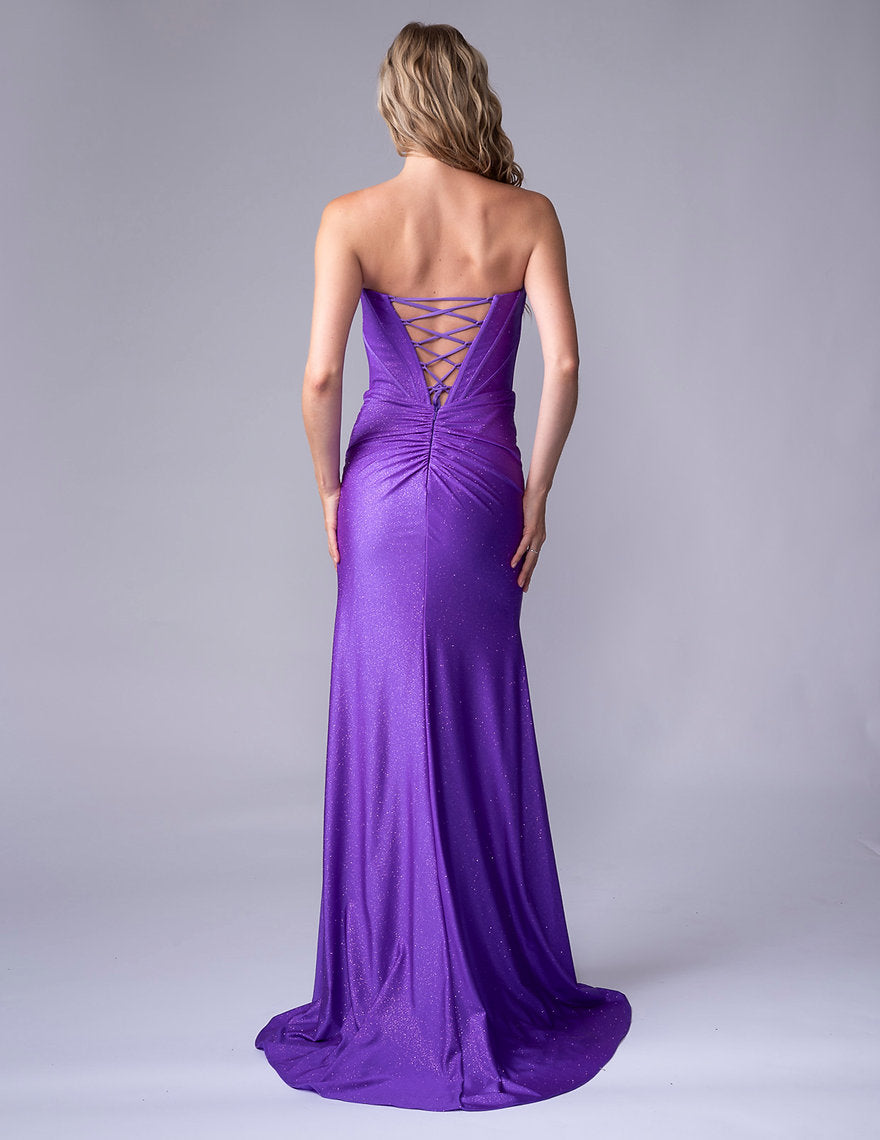 Prom Dresses Slit Long Corset Formal Prom Dress Nina Canacci 1608 Purple