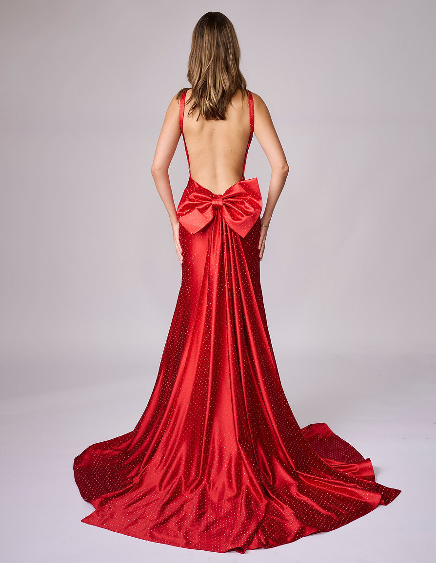 Prom Dresses Long Formal Evening Prom Dress - A Line - Nina Canacci 9212 Red-Satin-9212-Train