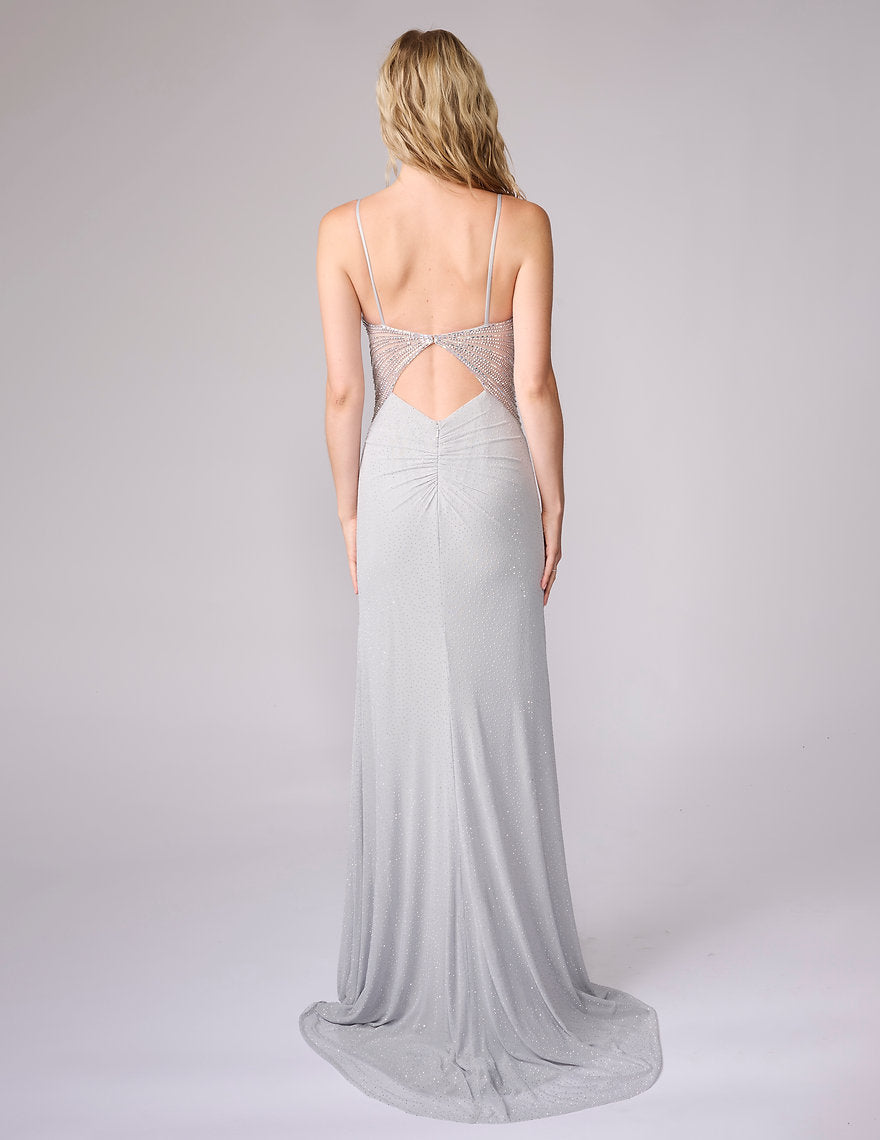 Prom Dresses Formal Long Slit Prom Dress Nina Canacci 1613 Silver