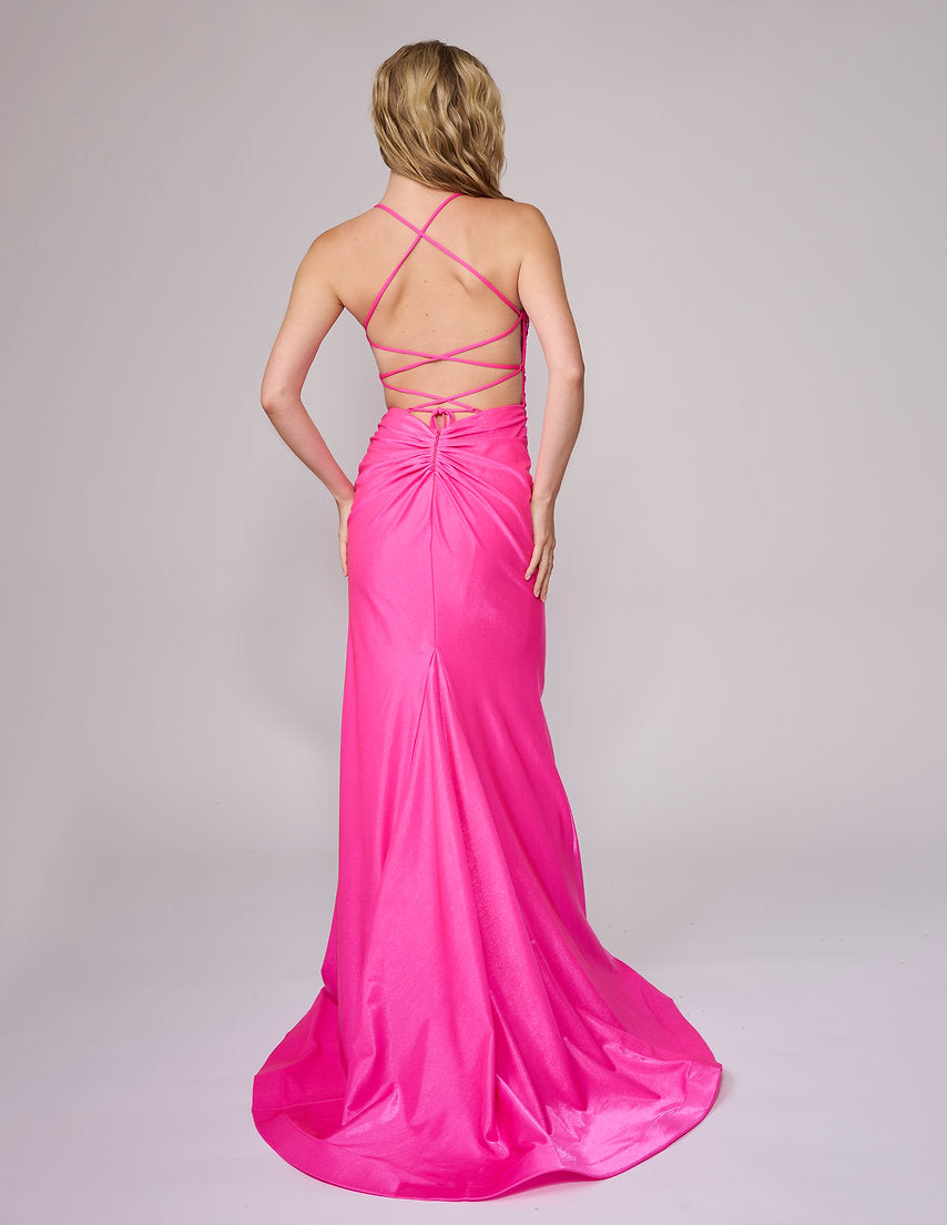 Prom Dresses Long Formal Lace Applique Corset Fitted Prom Dress Nina Canacci 6724 Fuchsia