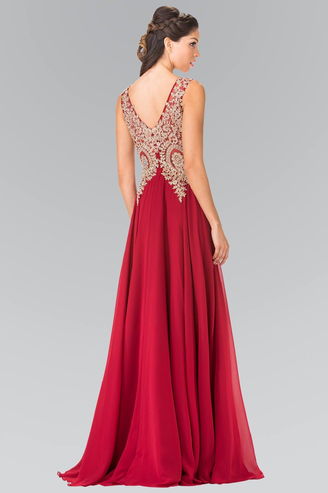 Embroidered Chiffon Long Prom Dress Formal - The Dress Outlet Elizabeth K