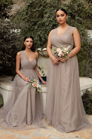 LaDivine ET320 Pleated Long Formal A Line Dress