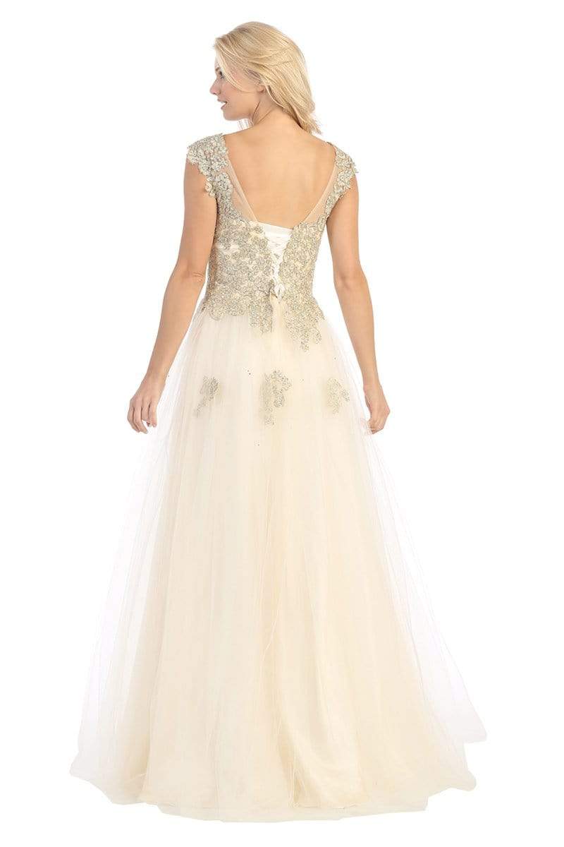 Illusion Floor-Length Tulle Wedding Dress A-Line Eureka Fashion 3033
