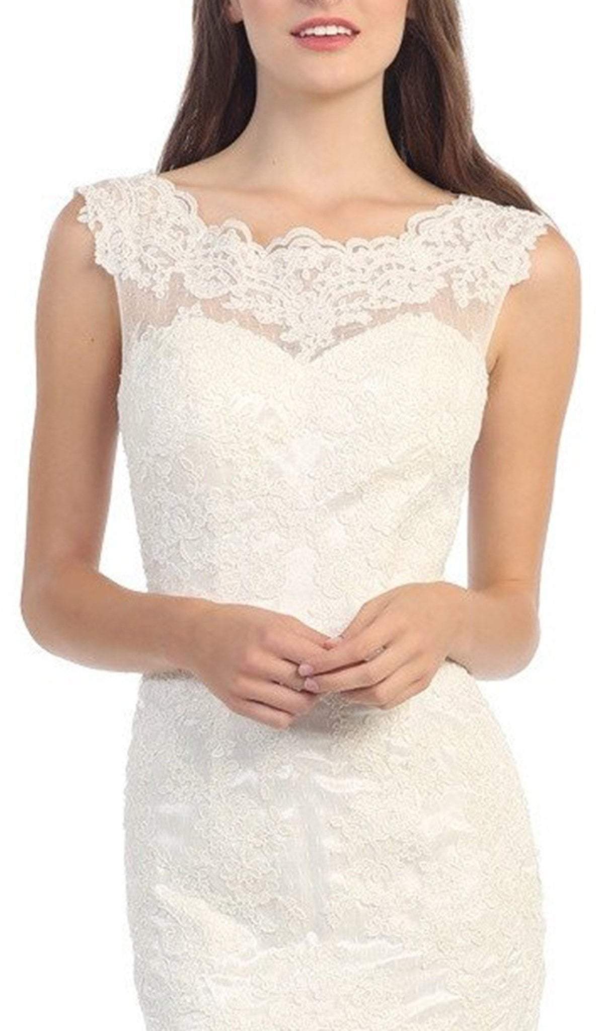 Bateau Floor-Length Lace Wedding Mermaid Dress Eureka Fashion 3510