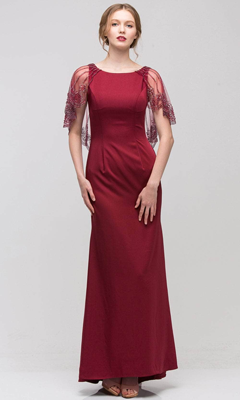 Bateau Floor-Length Crepe Formal Sheath/Column Eureka Fashion 7003
