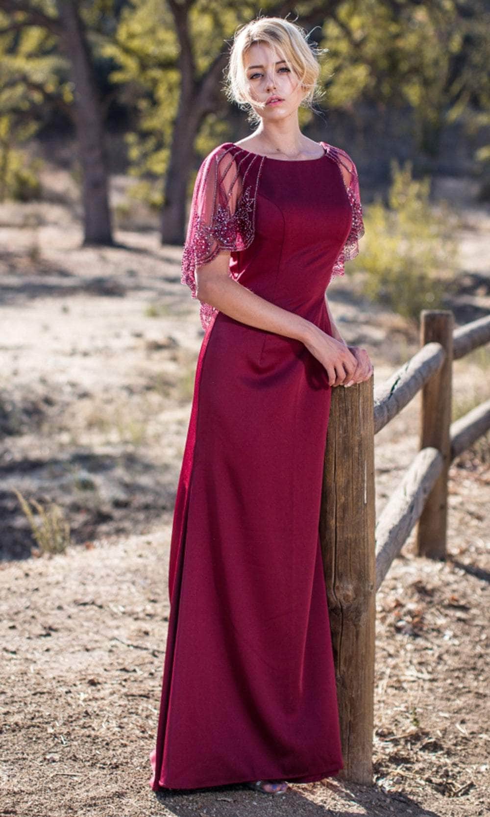 Bateau Floor-Length Crepe Formal Sheath/Column Eureka Fashion 7003