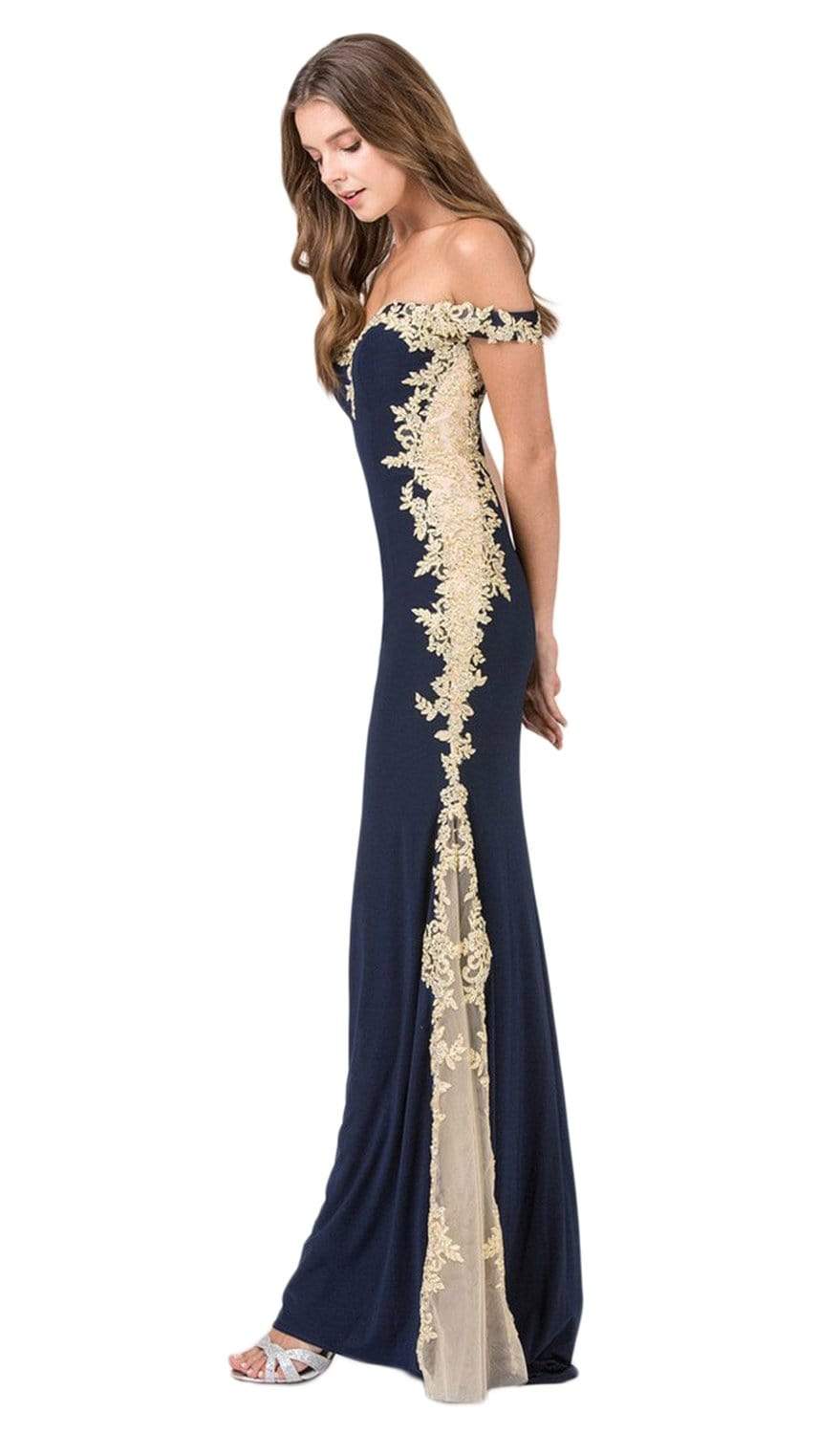 Off-the-Shoulder Floor-Length Jersey Prom Mermaid Eureka Fashion 7006