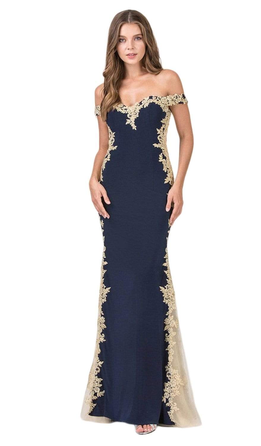 Off-the-Shoulder Floor-Length Jersey Prom Mermaid Eureka Fashion 7006