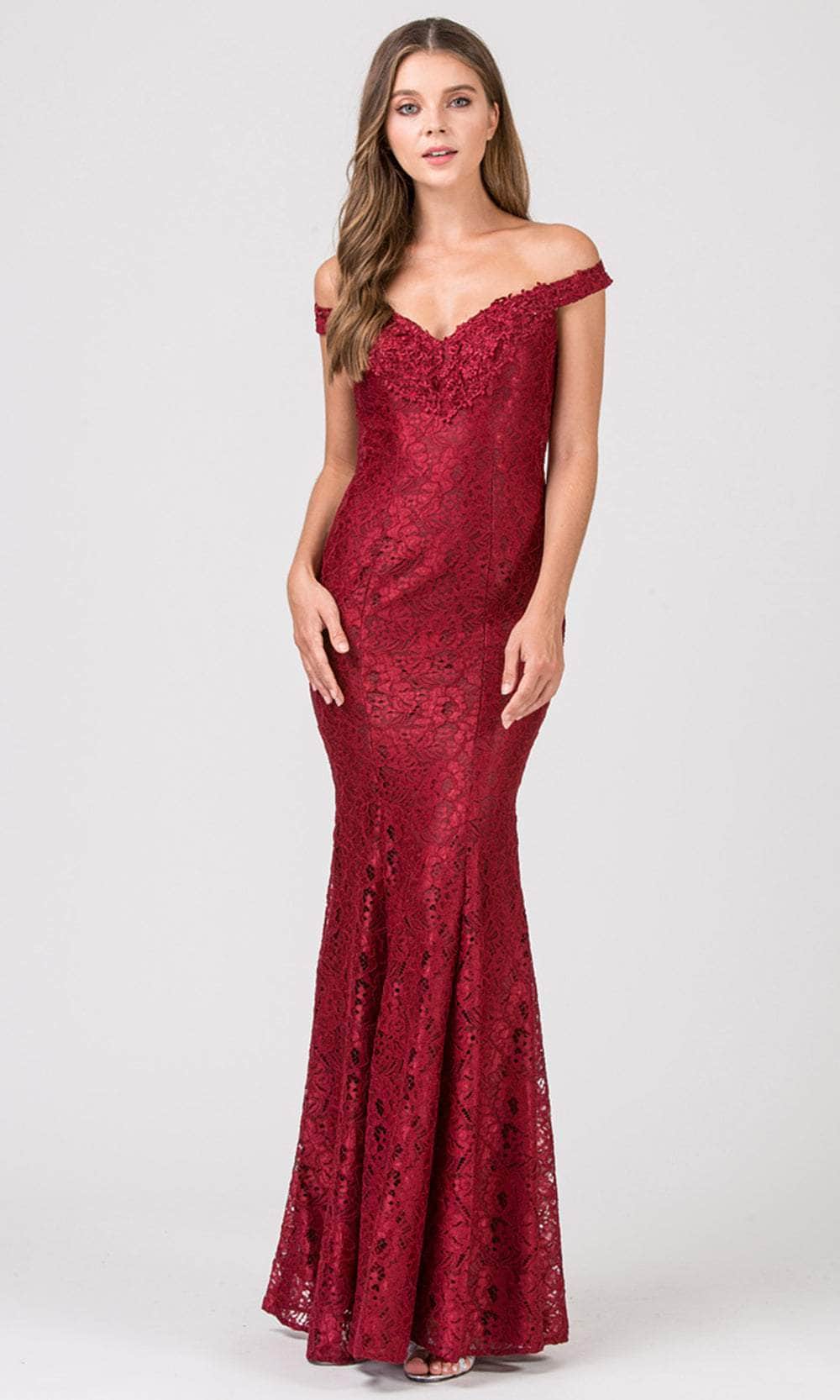 Off-the-Shoulder Floor-Length Lace Prom Mermaid Eureka Fashion 8030