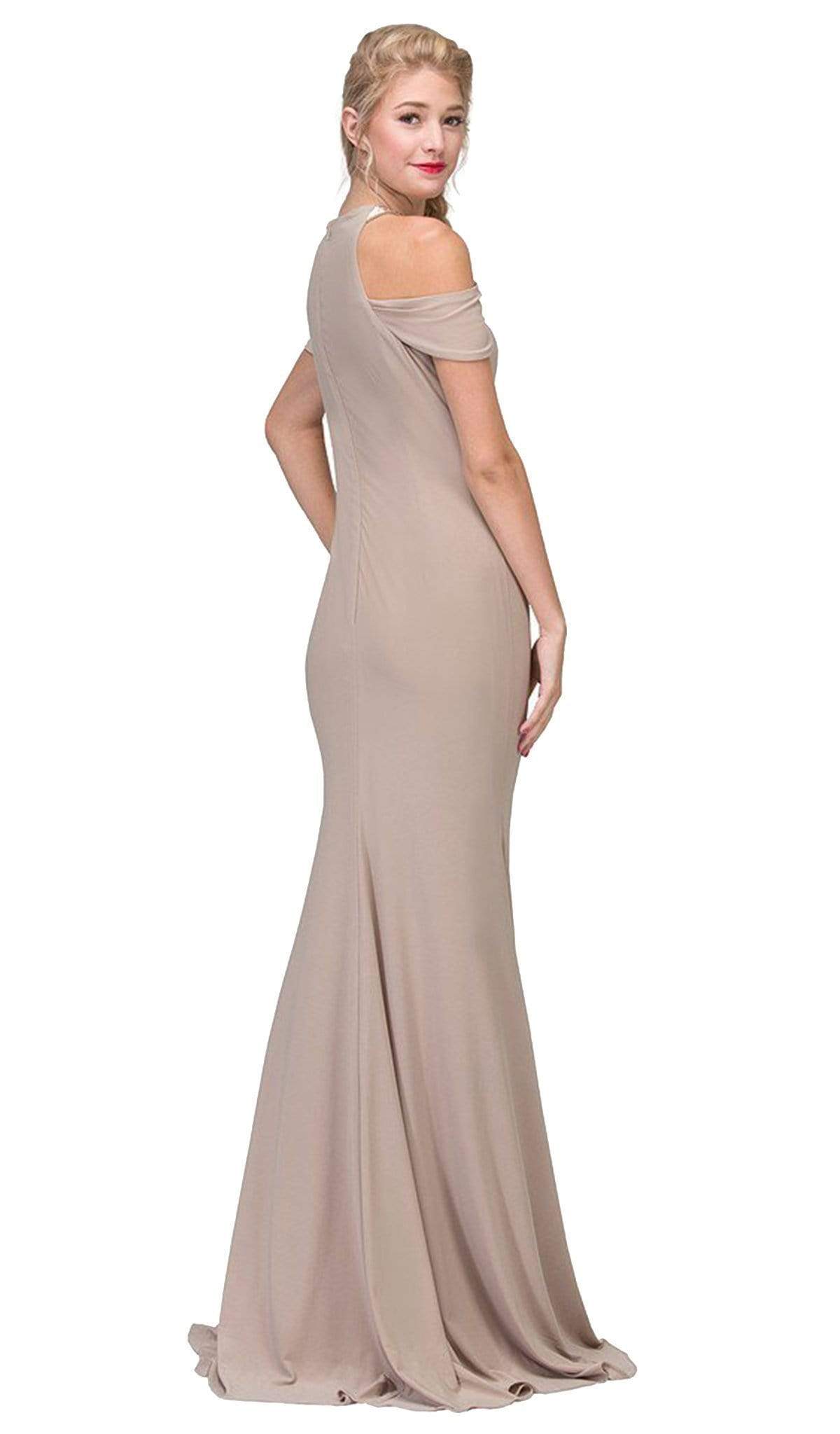 Jewel Floor-Length Jersey Evening Sheath Dress Eureka Fashion 7400