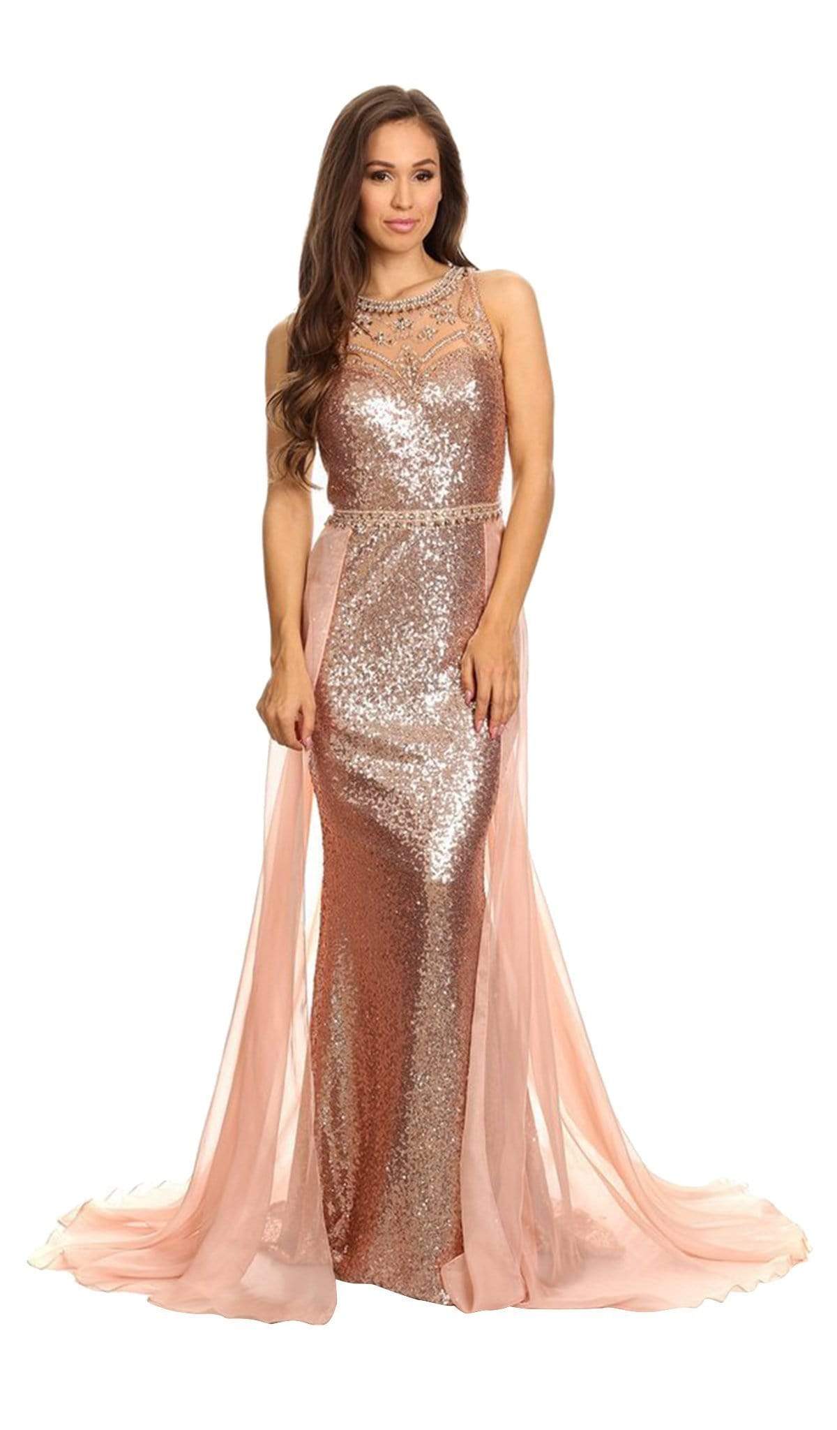 Illusion Floor-Length Sequin Formal Sheath/Column Eureka Fashion 3335