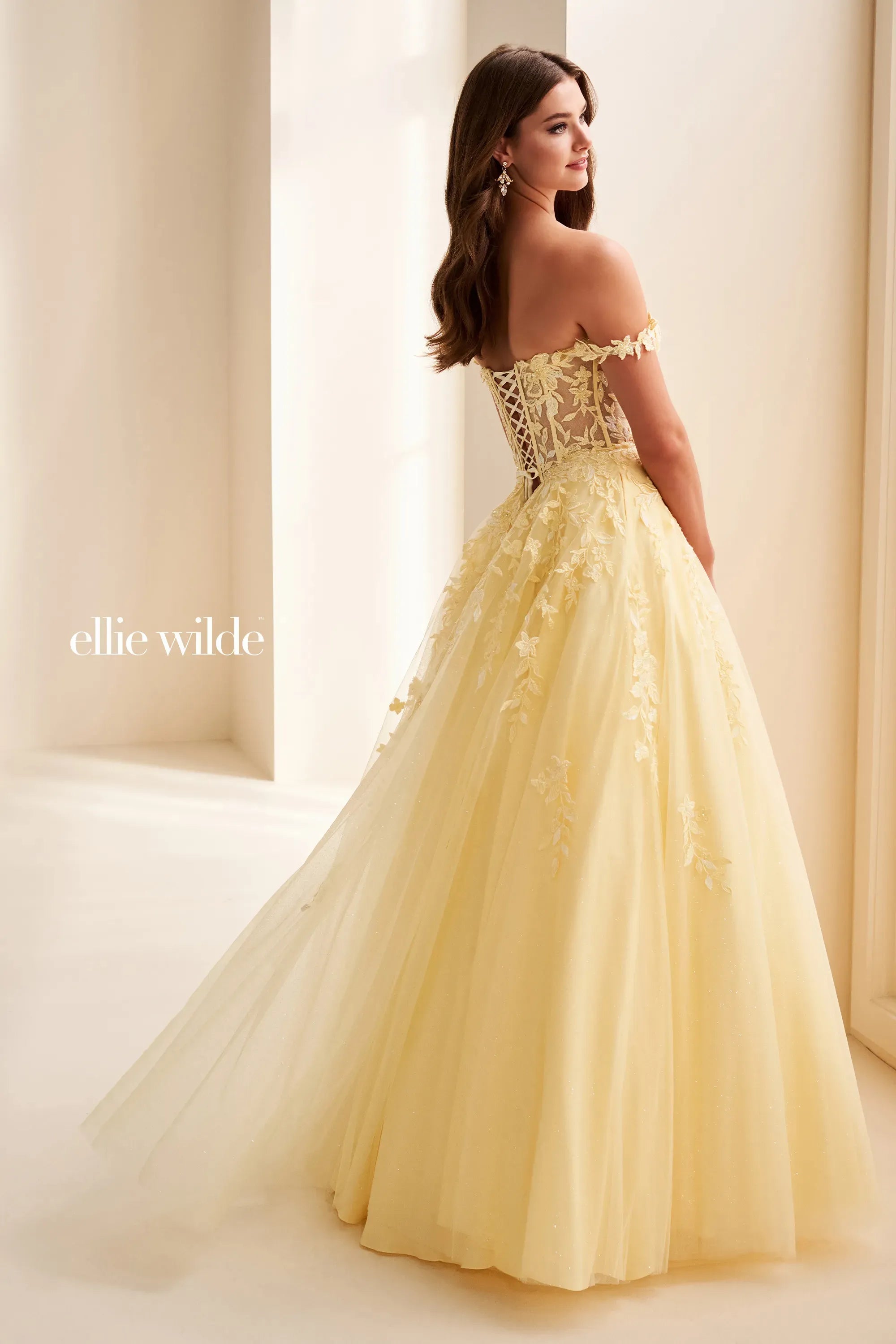 Prom Dresses Sequin Long Formal Floral Beaded Prom Dress Light Yellow