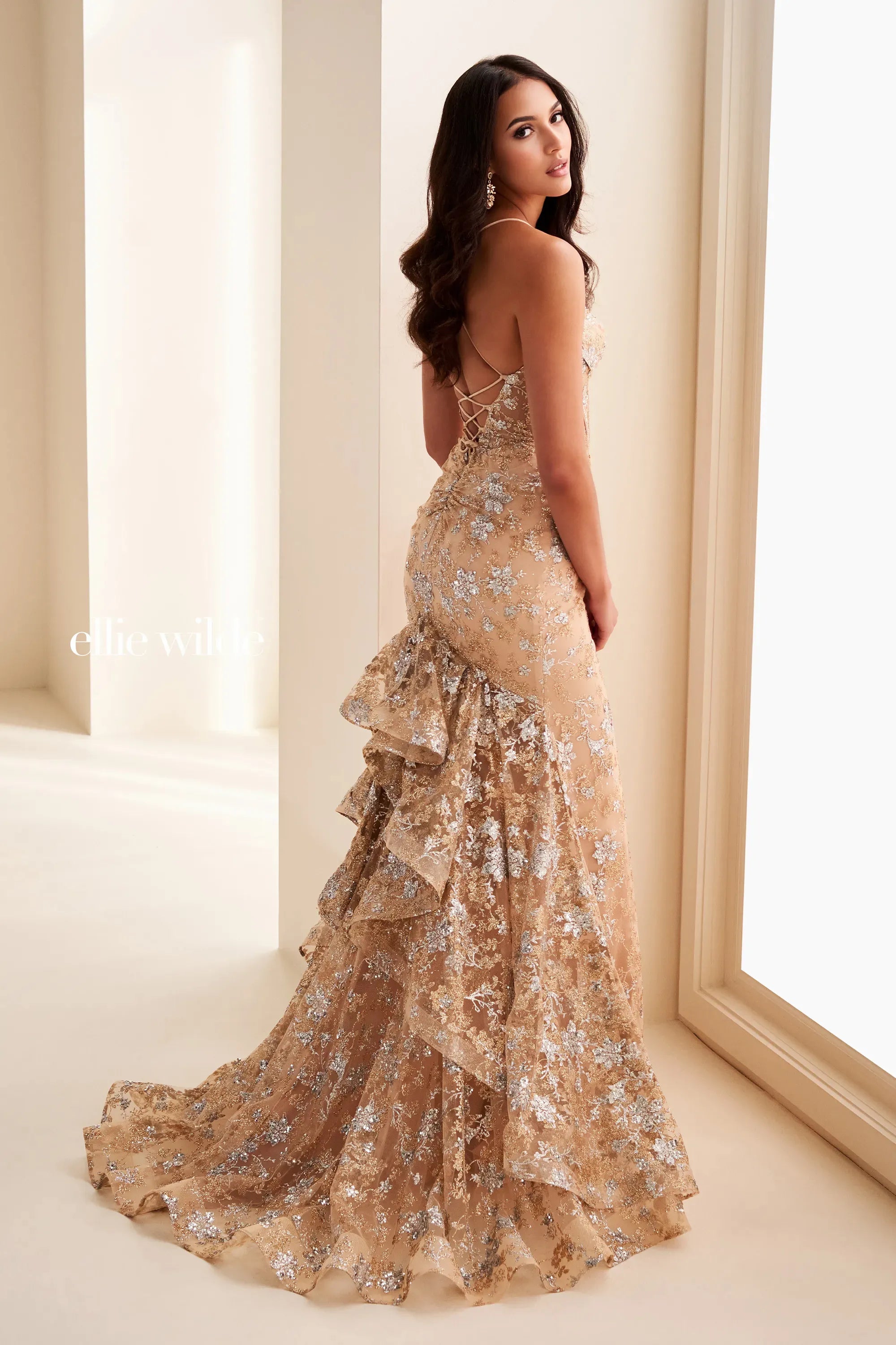 Prom Dresses Sequin Long Formal Mermaid Corset Prom Dress Gold