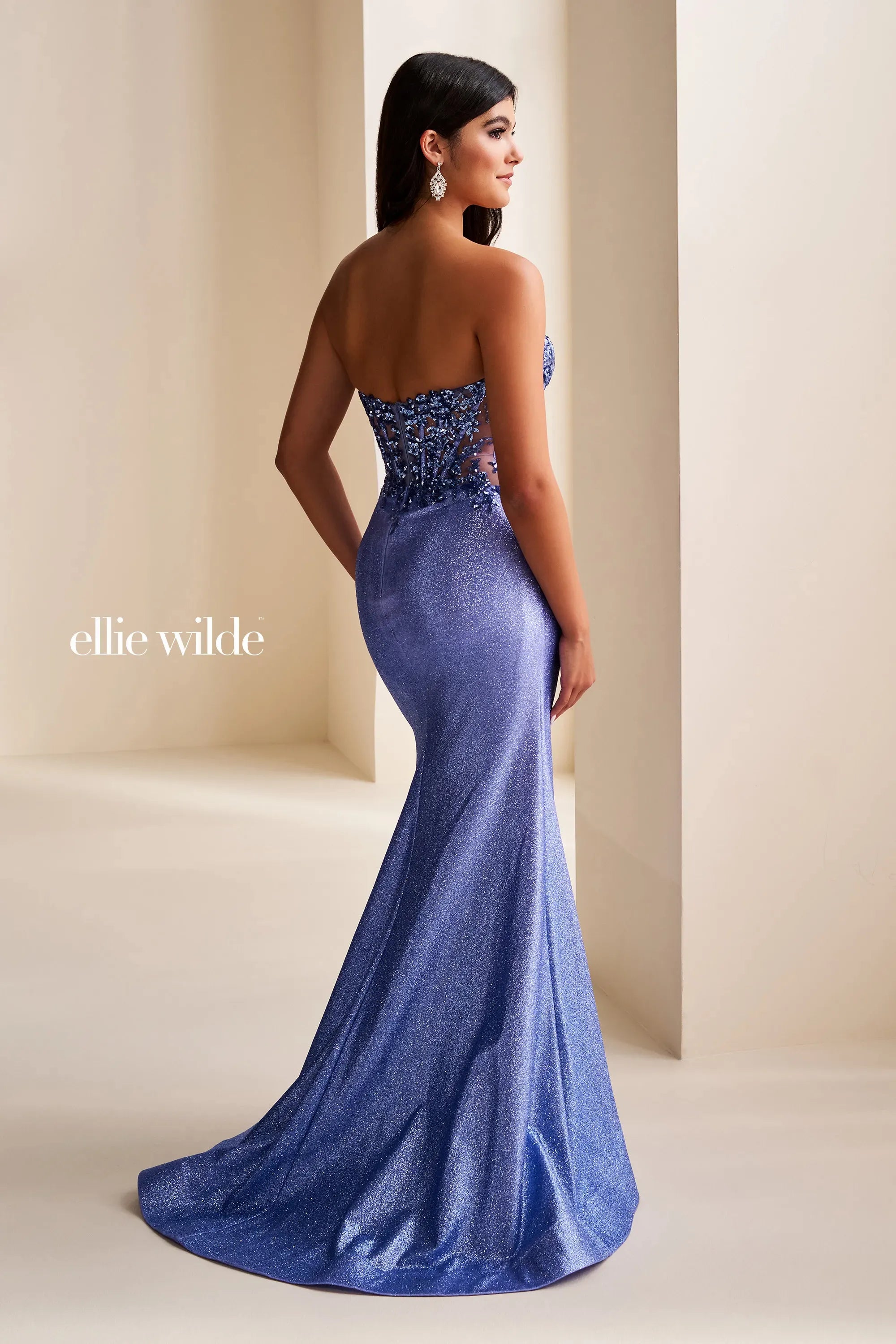 Prom Dresses Glitter Fitted Long Formal Corset Mermaid Prom Dress Periwinkle